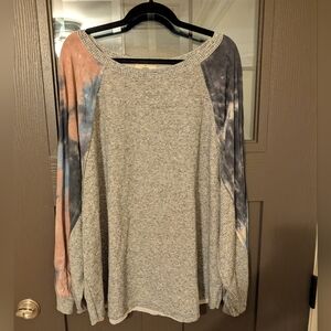 Entro Navy/Pink Tie‎ Dy Long Sleeve Top